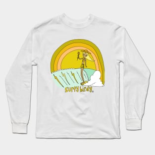 Surfy Birdy Rainbow Surf Flower Power Tee Long Sleeve T-Shirt